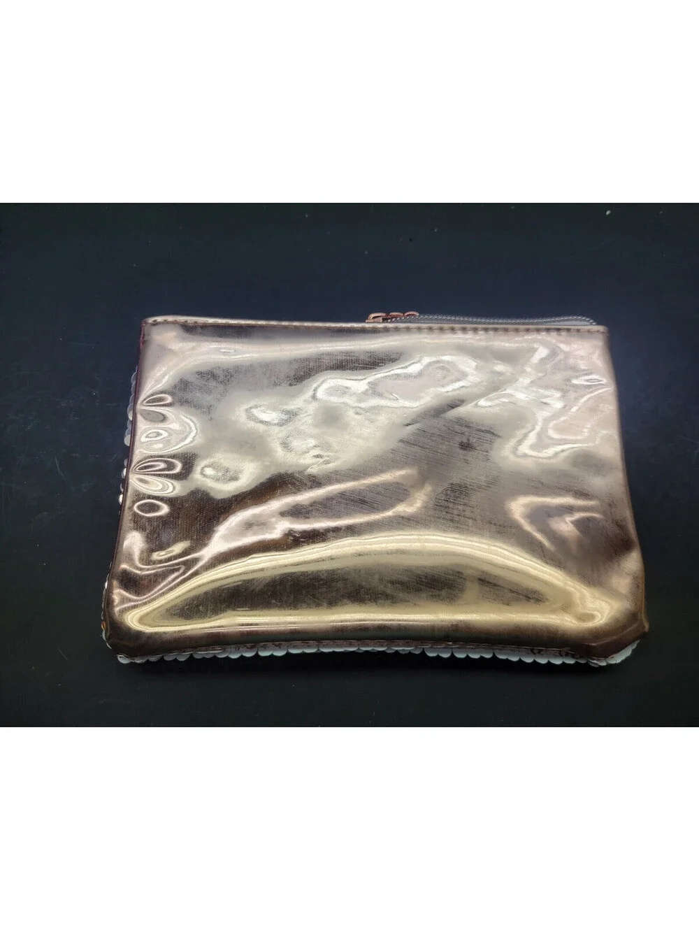 6 x  Reversible Sequin Makeup Cosmetic Pouch Travel Bag Rose Gold / White